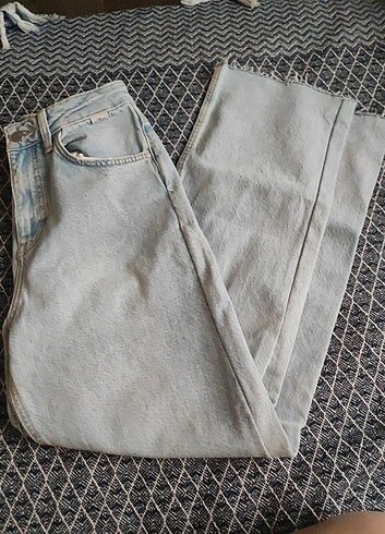 34 Beden Mavi wide leg pantolon