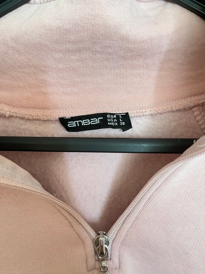 Pembe Yarım Fermuarlı Kadın Sweatshirt - Görsel 3