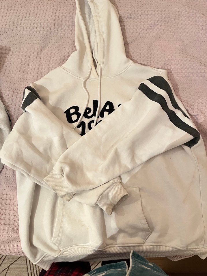 Beyaz Kapüşonlu BeAir 1970 Baskılı Sweatshirt - Görsel 2