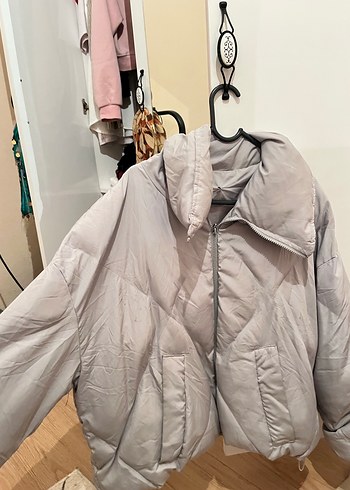 Gri Kadın Midi Kışlık mont - Görsel 4