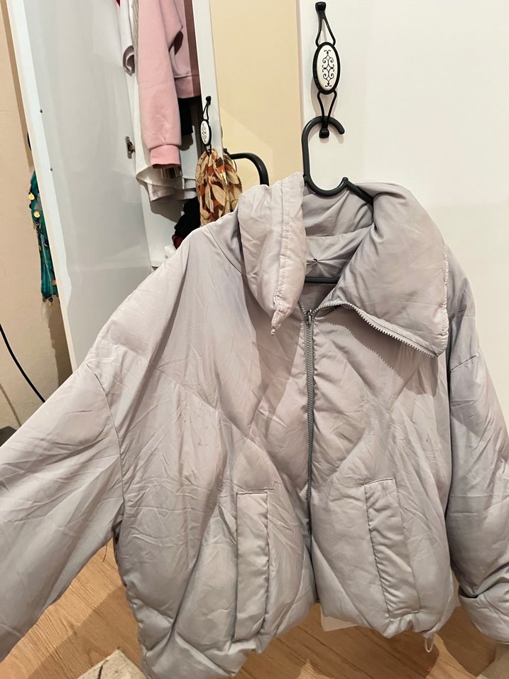 Gri Kadın Midi Kışlık mont - Görsel 4