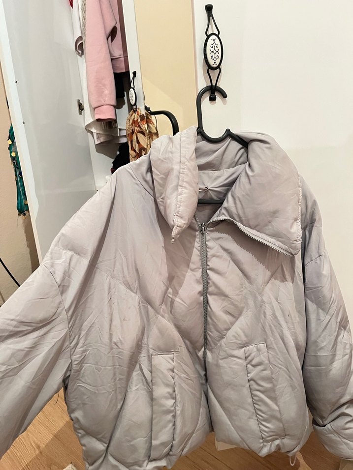 Gri Kadın Midi Kışlık mont - Görsel 3