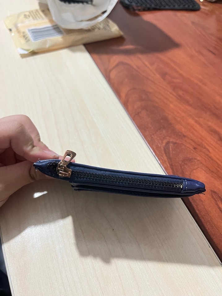 Lacivert Fermuarlı Deri Kadın Cüzdanı - Görsel 3