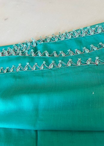 Dantel Detaylı Turkuaz Kadın Fular - Görsel 2