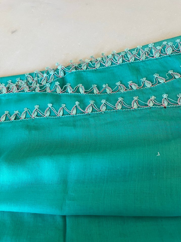 Dantel Detaylı Turkuaz Kadın Fular - Görsel 2