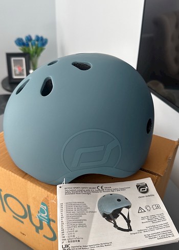 Scoot and Ride markası Mavi Biker Stil Plastik Motosiklet Kaskı - Görsel 3