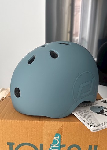 Scoot and Ride markası Mavi Biker Stil Plastik Motosiklet Kaskı - Görsel 2