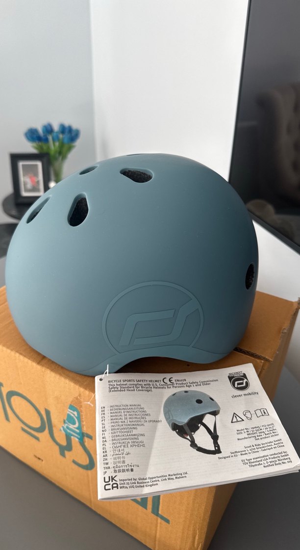 Scoot and Ride markası Mavi Biker Stil Plastik Motosiklet Kaskı - Görsel 3