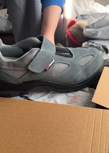 Mekap Gri Erkek Outdoor Ayakkabı Velcro Bantlı - Görsel 4