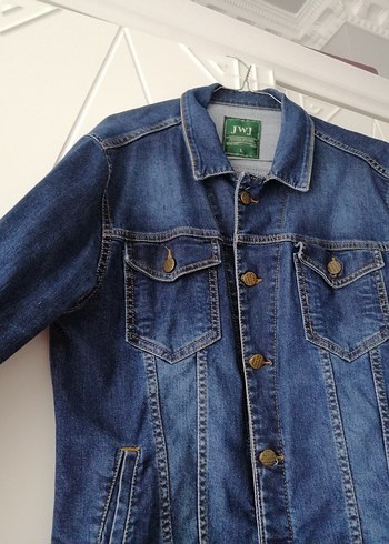 Düğmeli Lacivert Kadın Denim Ceket - Görsel 2