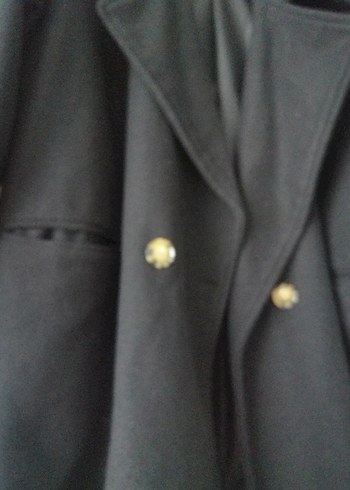 Siyah Çift Düğmeli Kaban - Görsel 5