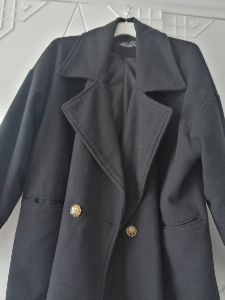 Siyah Çift Düğmeli Kaban - Görsel 2