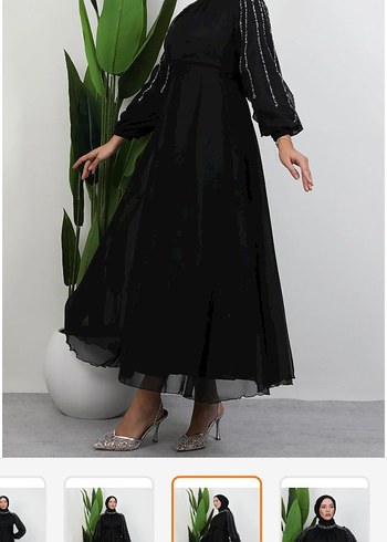 Siyah Uzun Kollu Gotik Uzun Elbise - Görsel 8