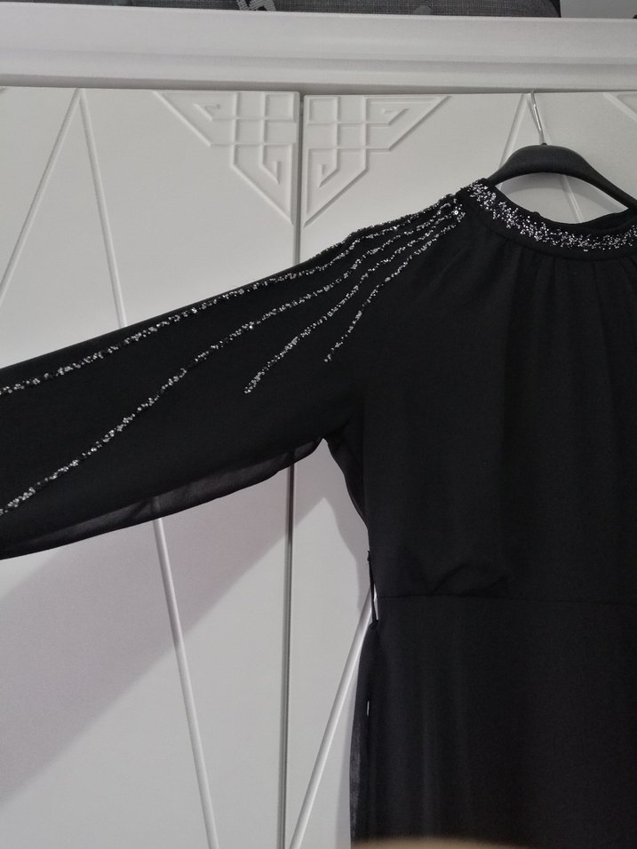 Siyah Uzun Kollu Gotik Uzun Elbise - Görsel 2