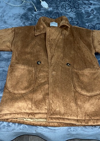 Düğmeli Kahverengi Süet Kadın Ceket - Görsel 3