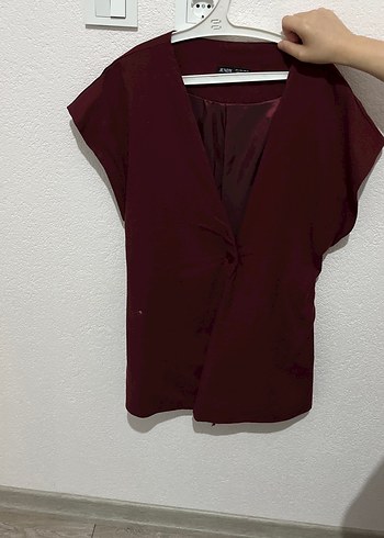 Bordo Düğmeli Midi  Yelek - Görsel 4