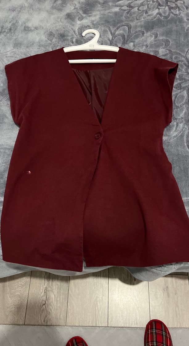 Bordo Düğmeli Midi  Yelek - Görsel 2