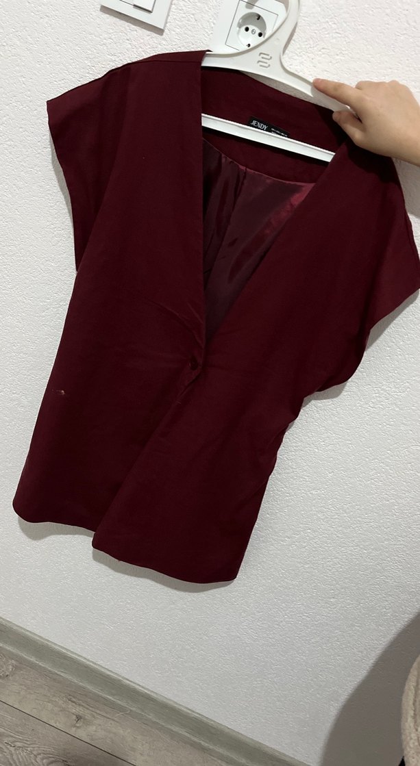 Bordo Düğmeli Midi  Yelek - Görsel 3