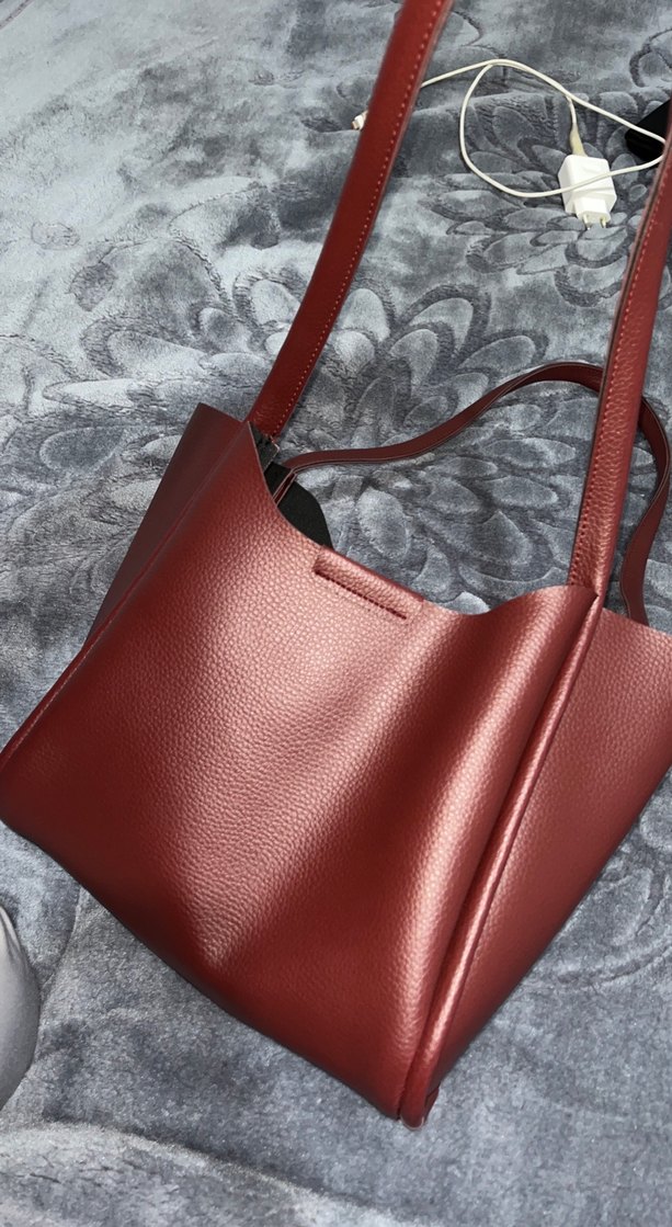 Bordo Deri Kadın El Çantası - Görsel 5