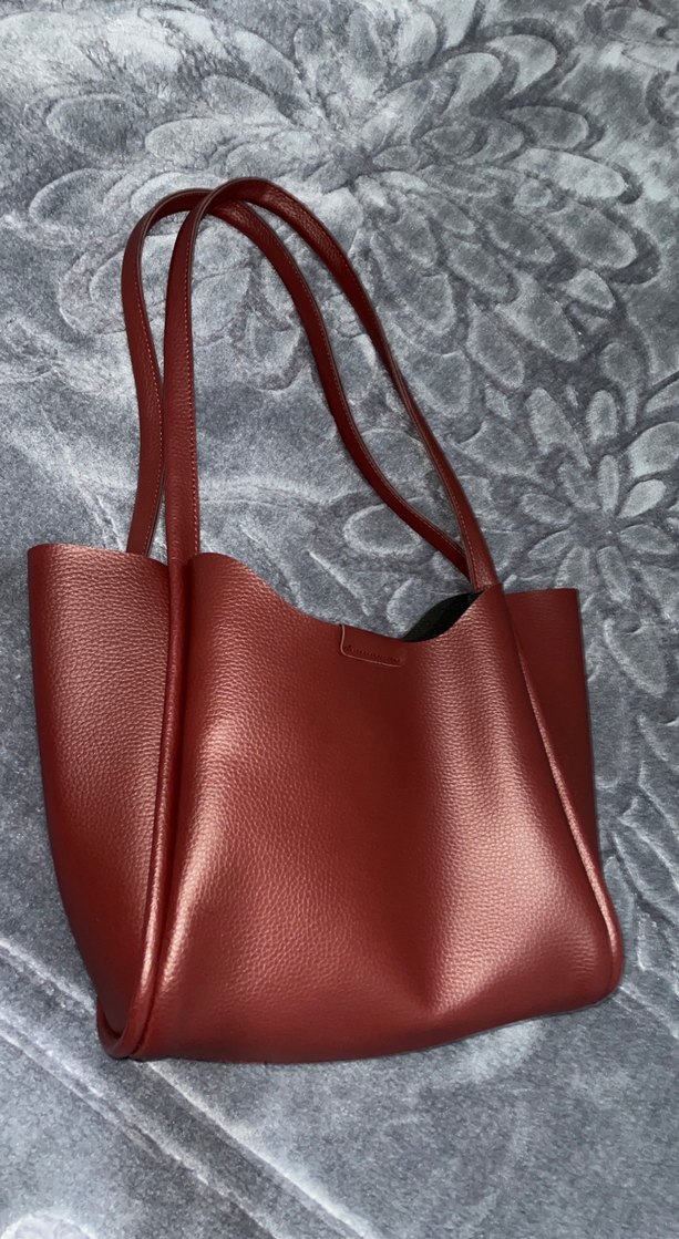 Bordo Deri Kadın El Çantası - Görsel 3