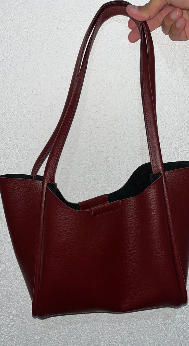 Bordo Deri Kadın El Çantası - Görsel 2