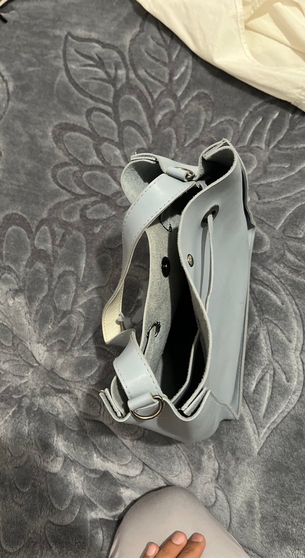 Gri Deri Kadın Çanta - Görsel 3