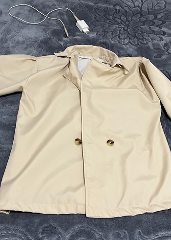 Bej Midi Düğmeli Kadın Yağmurluk - Görsel 2