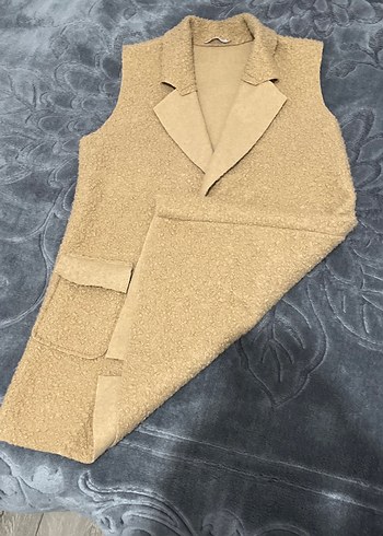 Düğmeli camel Midi Kadın Yelek - Görsel 3