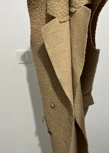 Düğmeli camel Midi Kadın Yelek - Görsel 5