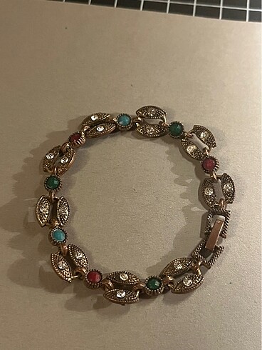 Tasarımcı Renkli taşlı bakır etnik vintage tarz bileklik