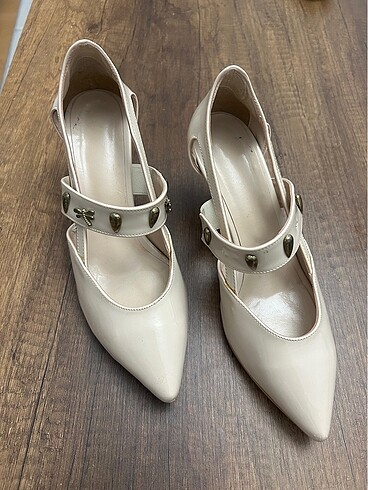 Krem renk stiletto - Görsel 7