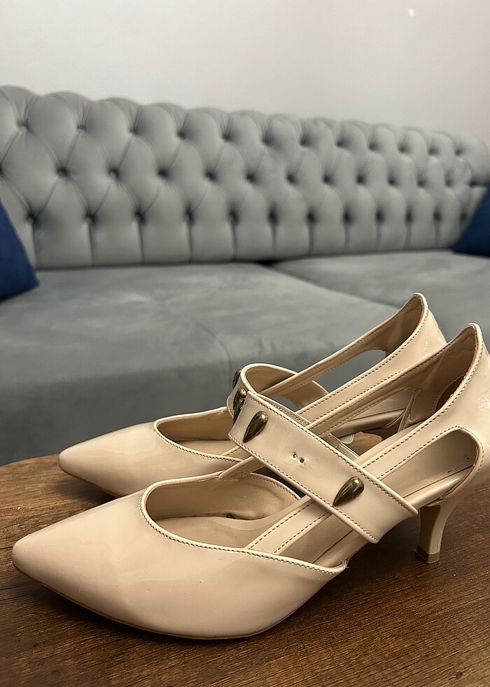 Krem renk stiletto - Görsel 2