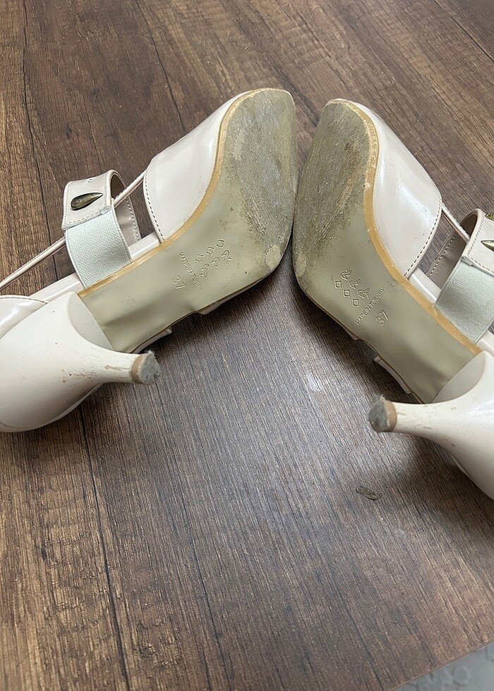 Krem renk stiletto - Görsel 4