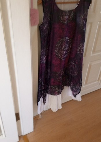 Mor Bağlama Desenli Bohem Hamile Tunik