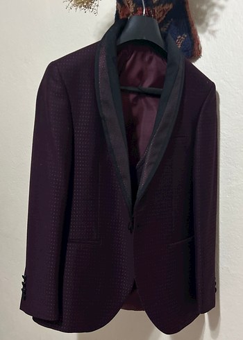 Bordo Erkek Ceket, Notch Yaka, Düğmeli, Regular Fit