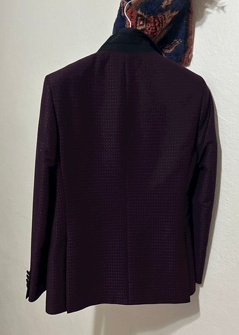 48 Beden Bordo Erkek Ceket, Notch Yaka, Düğmeli, Regular Fit