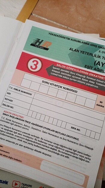 Hız ve Renk Yayınları 3 Adet AYT Eşit Ağırlık Denemesi