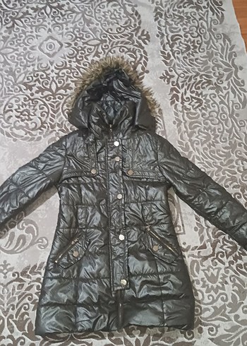 Zara Kürklü Kapüşonlu Siyah Kadın Kış Montu