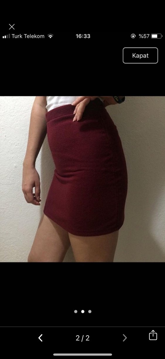 Bordo tüvit etek - Görsel 2