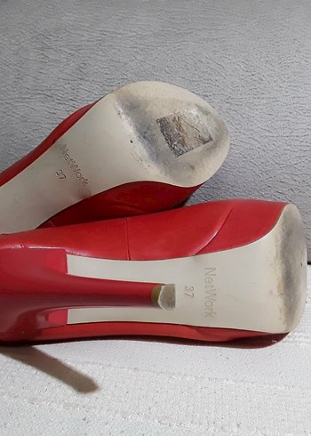 Network Kırmızı Deri Stiletto Topuklu Ayakkabı - Görsel 7