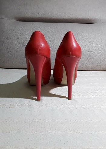 Network Kırmızı Deri Stiletto Topuklu Ayakkabı - Görsel 4