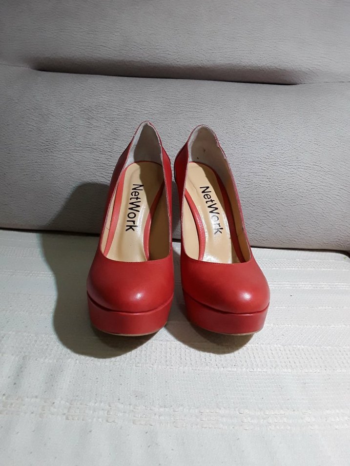 Network Kırmızı Deri Stiletto Topuklu Ayakkabı - Görsel 5
