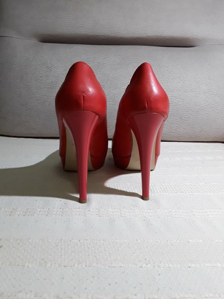 Network Kırmızı Deri Stiletto Topuklu Ayakkabı - Görsel 4