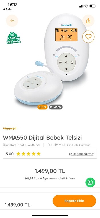 Weewell Dijital Bebek Telsizi - Görsel 4