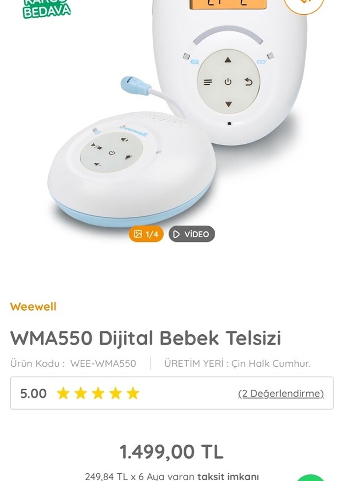 Weewell Dijital Bebek Telsizi - Görsel 4