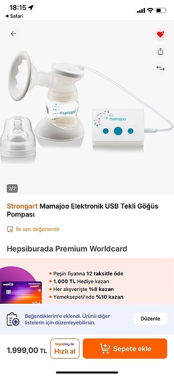 Mamajoo Elektronik USB Tekli Göğüs Pompa - Görsel 7