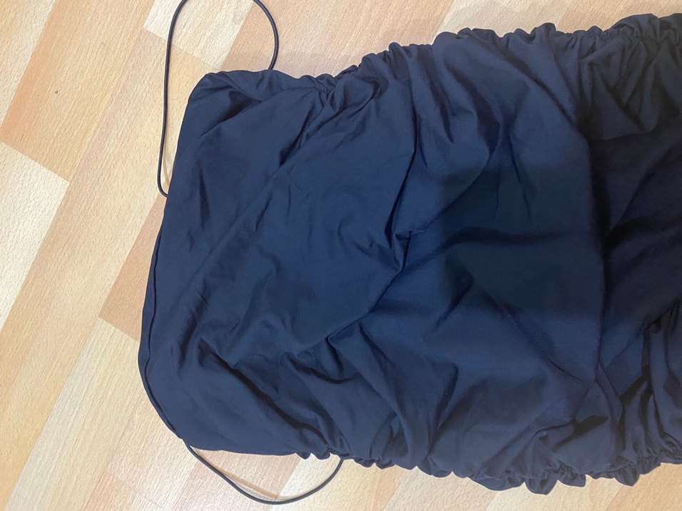 İnce Askılı Drapeli Lacivert Midi Elbise - Görsel 5