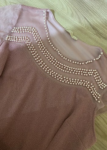 Pudra Pembe Drapeli Uzun Abiye Elbise - Görsel 2