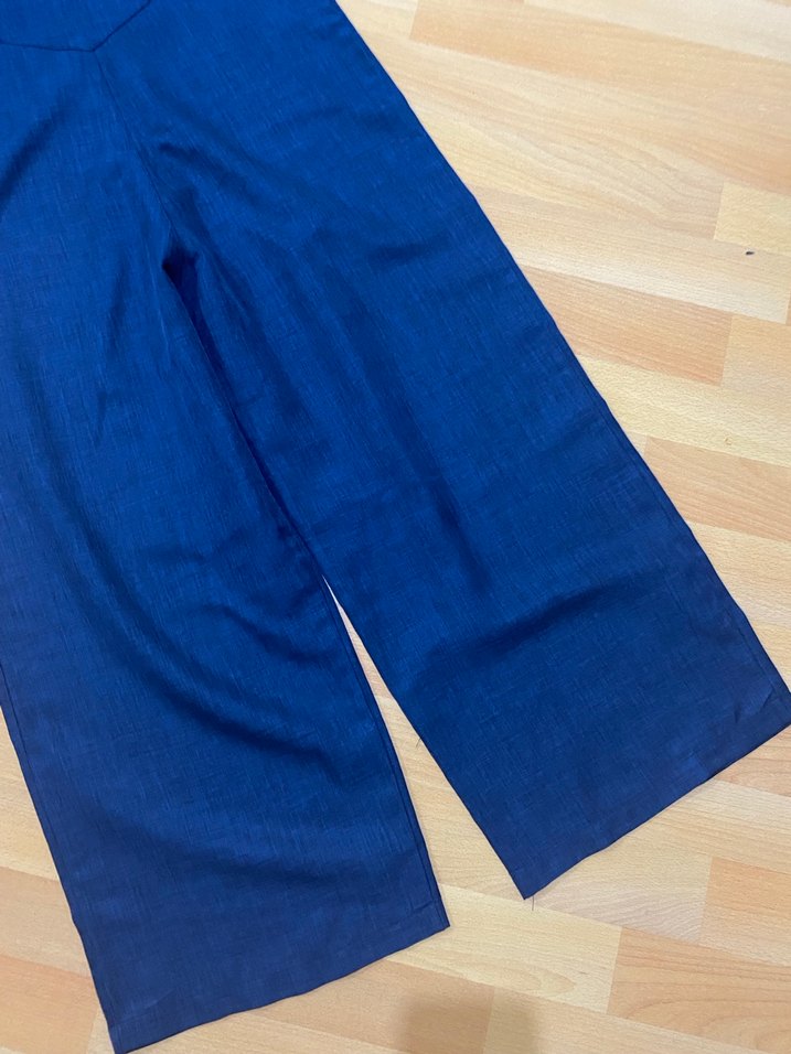 Kadın Lacivert Denim Uzun Salopet - Görsel 3