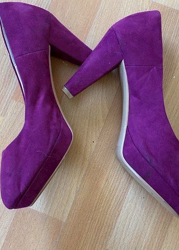 H&M Mor Süet Dolgu Topuk Kadın Ayakkabı - Görsel 3